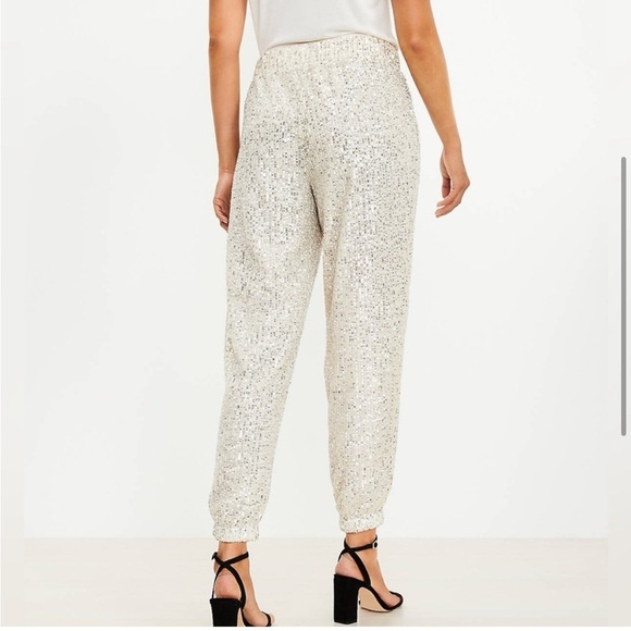 LOFT Sequin Jogger Pant Silver NWOT | size Small - Picture 12 of 12